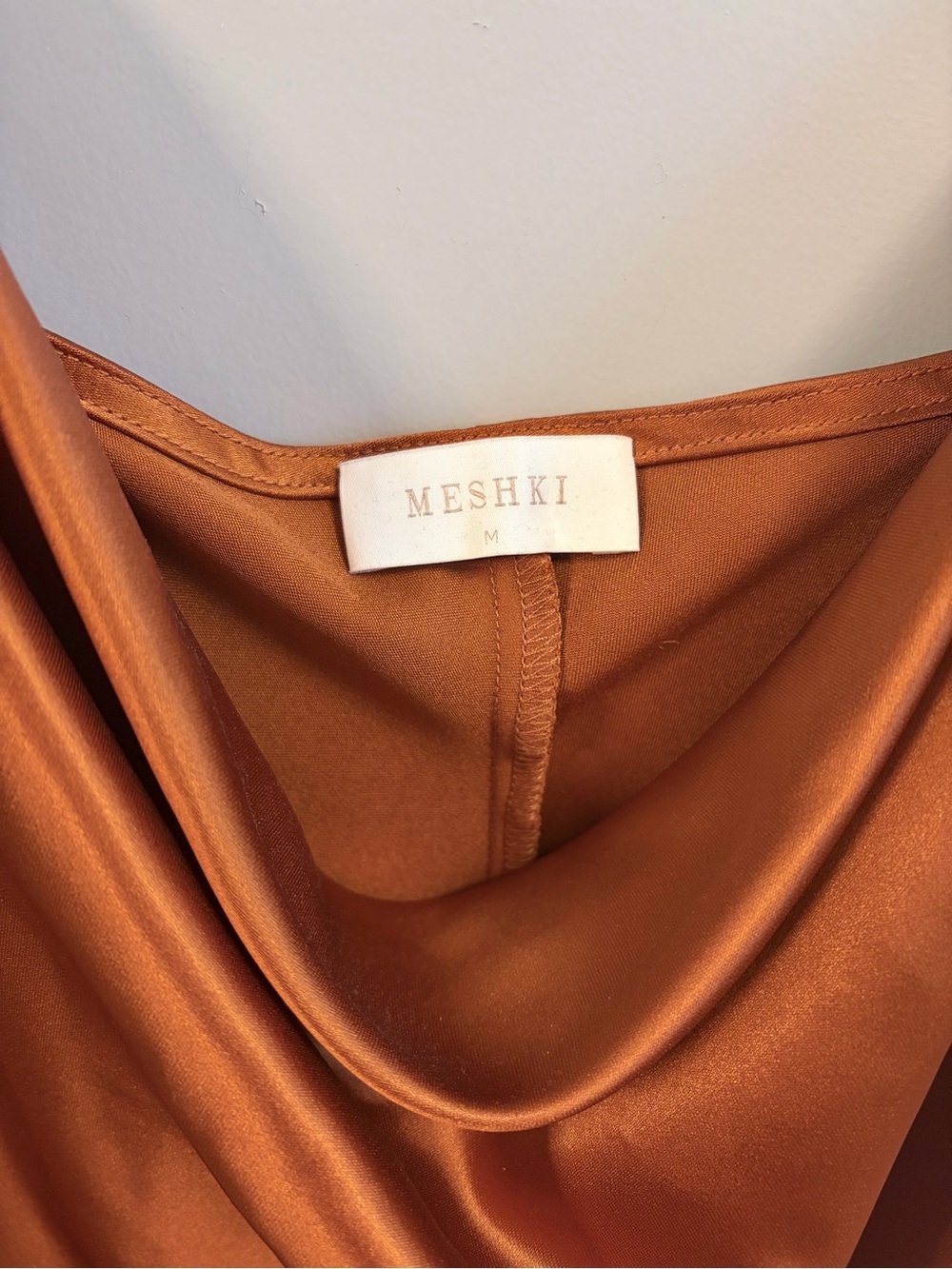 Meshki Copper Satin Cowl Slip Dress - Picture 2 of 4
